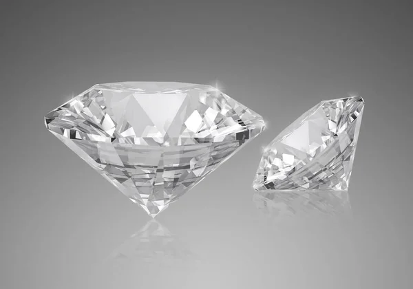 Brillante Diamante Brillante Posto Sfondo Grigio Rendering — Foto Stock