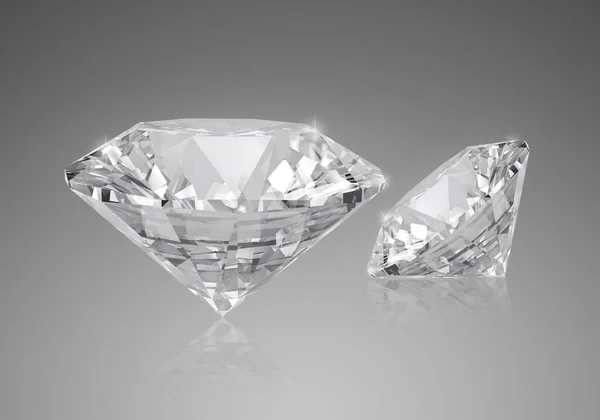 Shiny Brilliant Diamond Placed Gray Background Render — Stock Photo, Image