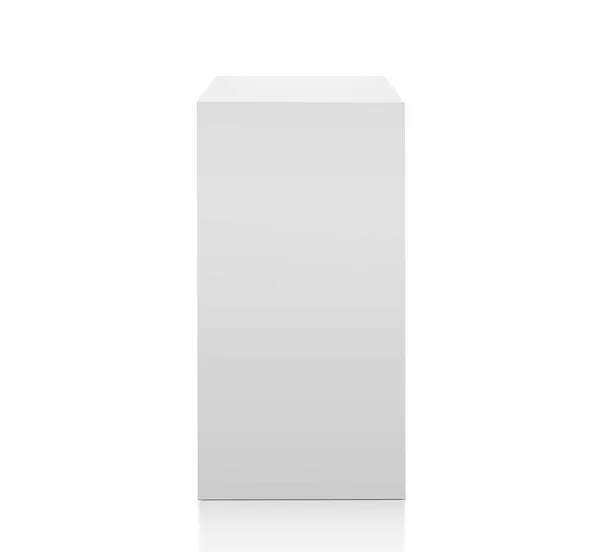 Retângulo Branco Pedestal Vazio Isolado Sobre Fundo Branco Renderização — Fotografia de Stock