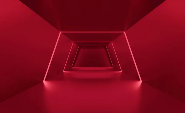 Rendering Von Rot Glühendem Neonlicht Abstrakter Hintergrund Science Fiction Technologiekonzept — Stockfoto