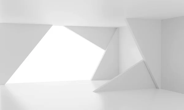 Abstraktes Weißes Interieur Mit Chaotischen Polygonalen Reliefmustern Der Wand Darstellung — Stockfoto