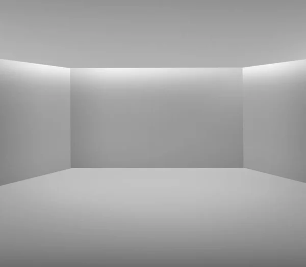 Puste Pomieszczenie Białymi Ścianami Podłogą Sufitem Oraz Otworem Suficie Oświetlenia — Zdjęcie stockowe