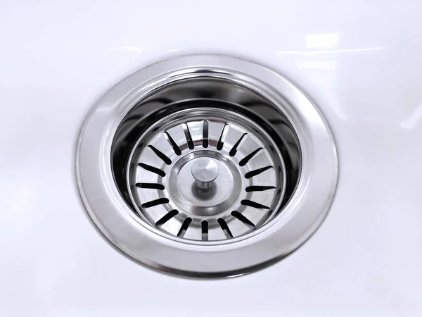 Standard Rundes Abflussloch Weißen Häuslichen Waschbecken — Stockfoto