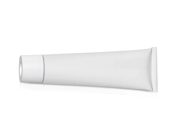 Aluminium Crème Witte Buis Geïsoleerd Witte Achtergrond — Stockfoto