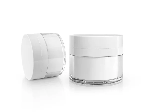 Imballaggio Bianco Chiaro Vaso Crema Cosmetica Isolato Sfondo Bianco Con — Foto Stock