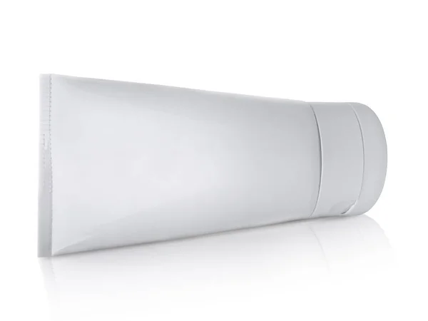 Tubo Cosmetico Plastica Crema Gel Mockup Isolato Sfondo Bianco — Foto Stock