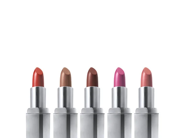 Set Lipstik Berwarna Warni Terisolasi Atas Putih — Stok Foto