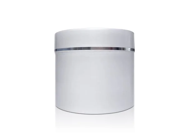 White Jar Hand Cream Gel Silver Stripe Your Design — Stockfoto