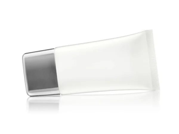 Laç Veya Kozmetik Için Beyaz Parlak Plastik Tüp Krem — Stok fotoğraf