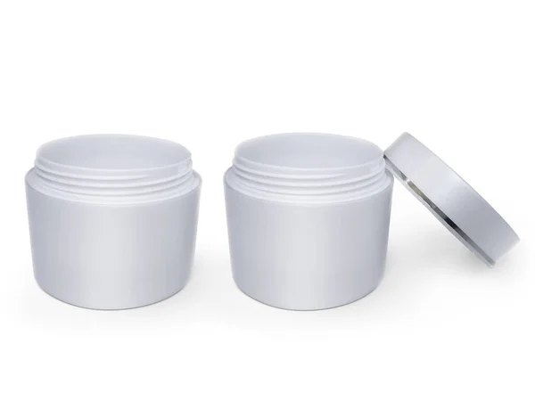 White Jar Hand Cream Gel Silver Stripe Your Design — Stockfoto