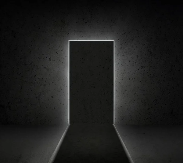 Schwarze Tür Mit Hellem Licht Leuchtet Aus Der Tür Den — Stockfoto