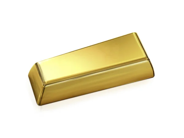 Goldbarren Auf Weißem Hintergrund Rendering Mit Clipping Pfad — Stockfoto