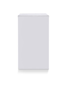 Beyaz arka planda ambalaj tasarımı için hazır izole boş ambalaj beyaz karton kutu