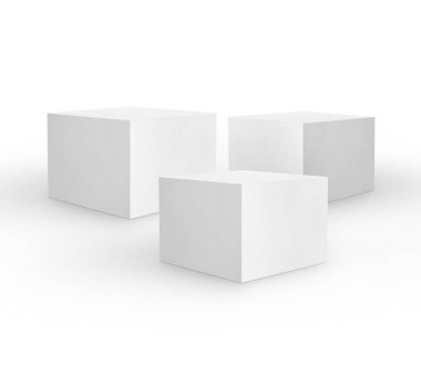 Beyaz arka planda ambalaj tasarımı için hazır izole boş ambalaj beyaz karton kutu