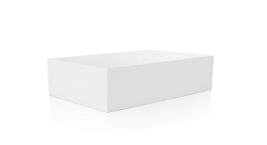 Beyaz arka planda ambalaj tasarımı için hazır izole boş ambalaj beyaz karton kutu