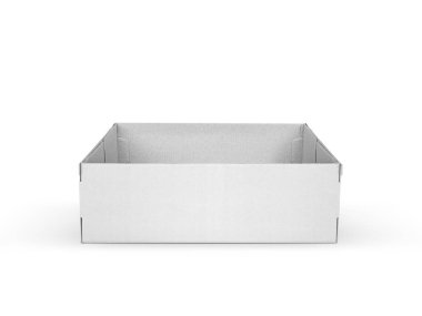 Beyaz arkaplanda izole edilmiş boş karton kutuyu aç