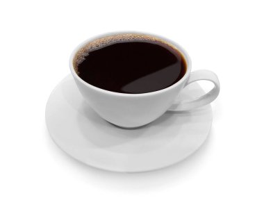 Beyaz arka planda bir fincan kahve.