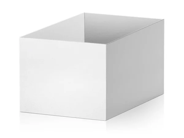 白い背景に隔離された空の段ボール箱を開く 3Dレンダリング — ストック写真