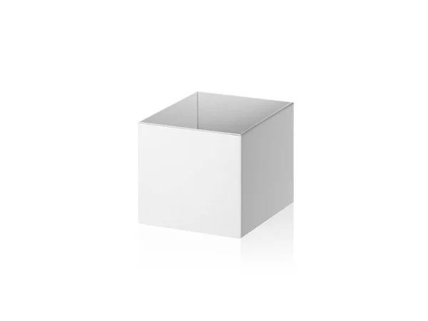 白い背景に隔離された空の段ボール箱を開く 3Dレンダリング — ストック写真