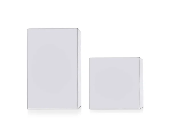 Leere Verpackung Weißer Karton Isoliert Auf Weißem Hintergrund Bereit Für — Stockfoto