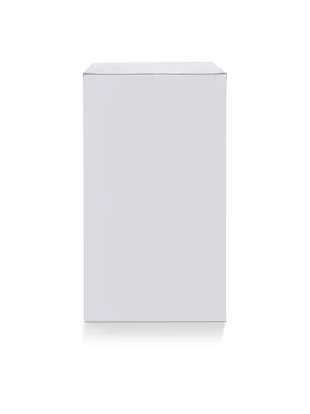 Üres Csomagolás Fehér Karton Doboz Elszigetelt Fehér Background Készen Áll — Stock Fotó
