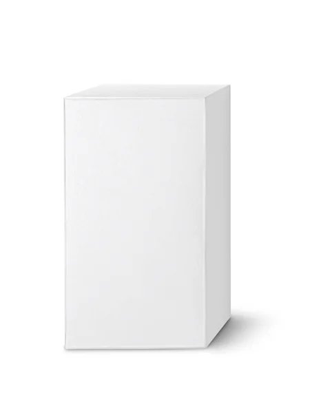 Embalagem Branco Caixa Papelão Branco Isolado Fundo Branco Pronto Para — Fotografia de Stock
