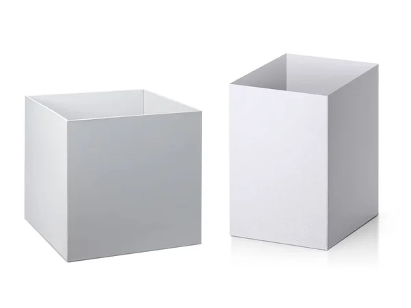 空白のボックスと白い背景に隔離されたオープンボックス — ストック写真