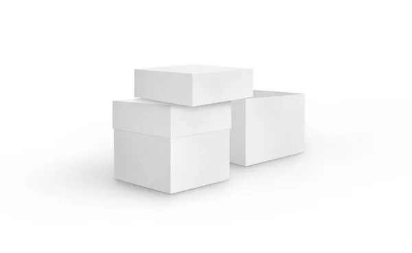 Caja Cartón Blanco Embalaje Blanco Aislado Sobre Fondo Blanco Listo — Foto de Stock