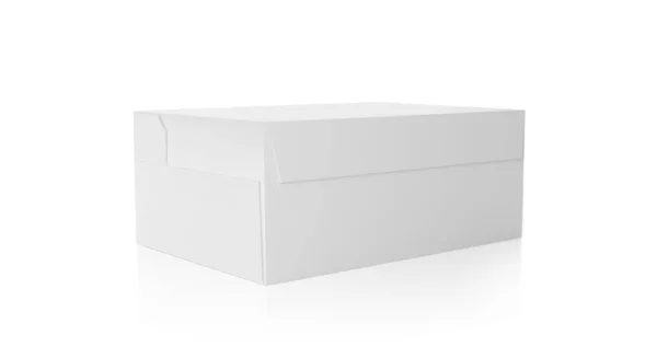 Lege Witte Kartonnen Verpakking Geïsoleerd Een Witte Achtergrond Klaar Voor — Stockfoto