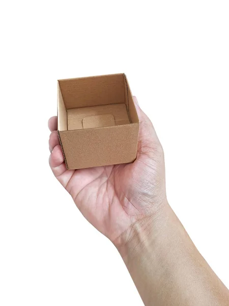Коробка Руці Білому Тлі Ізоляції — стокове фото