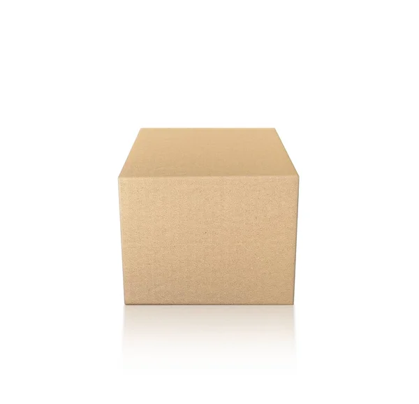 Boîte Carton Isolée Sur Blanc — Photo
