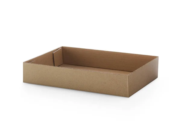 Open Empty Cardboard Box Isolated White Background — Stock Photo, Image