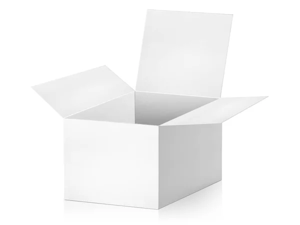 Open Empty Cardboard Box Isolated White Background — Stock Photo, Image