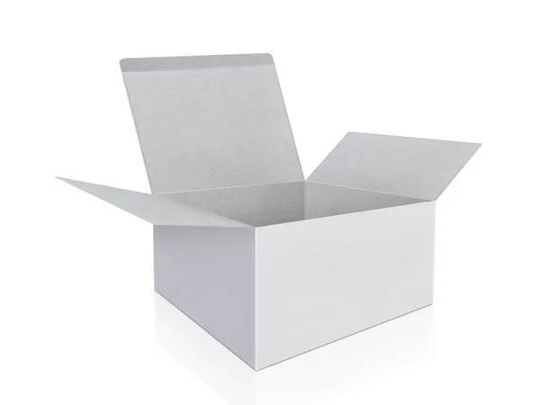 Caja Cartón Vacía Abierta Aislada Sobre Fondo Blanco — Foto de Stock
