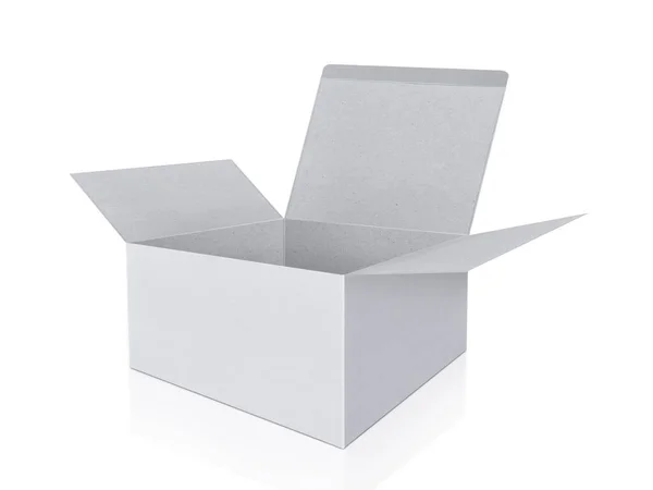 Otwarte Puste Pudełko Kartonowe Izolowane Białym Tle — Zdjęcie stockowe