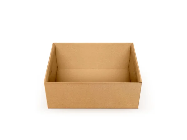 Open Empty Cardboard Box Isolated White Background — Stock Photo, Image