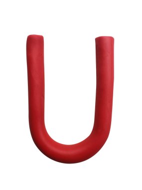 Beyaz arka plan üzerinde izole el yapımı hamuru alfabe. İngilizce renkli harfleri kil modelleme