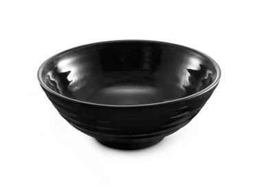 Beyaz zemin üzerinde siyah seramik kase izole