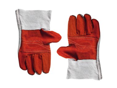 Beyaz arka plan üzerinde izole inşaat eldiven