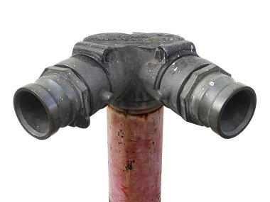 Eski kırmızı metalik yangın musluğu veya İtfaiye Bağlantısı