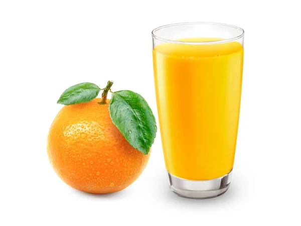 Jus Orange Frais Aux Fruits Isolé Sur Blanc — Photo