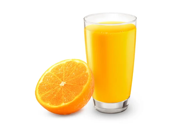 Свежий Апельсиновый Сок Фруктами Изолированные Белом — стоковое фото