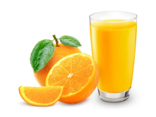 Jus Orange Frais Aux Fruits Isolé Sur Blanc — Photo