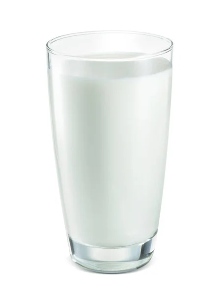 在白色背景上隔离的玻璃杯中的牛奶 健康饮食 干净的食物 高脚杯早餐 蛋白质丰富的奶制品 平面设计元素 — 图库照片