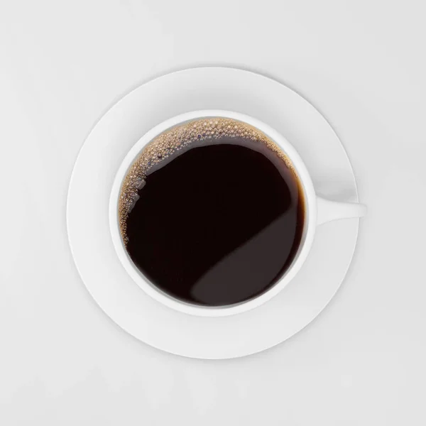 Draufsicht Auf Eine Tasse Kaffee Isoliert Auf Weiß — Stockfoto