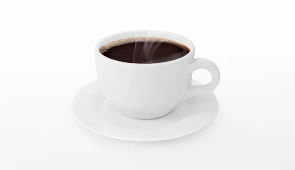 Taza Café Cerámica Blanca Aislado Sobre Blanco — Foto de Stock