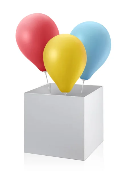 Balloons Box Isolated White Background — Stock Photo, Image