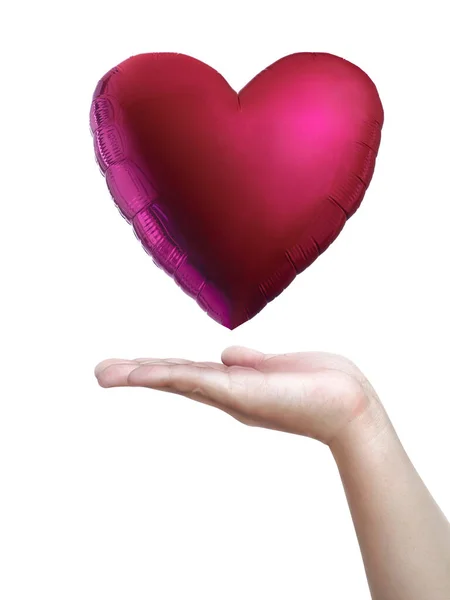 Coração Uma Madeira Mãos Homem — Fotografia de Stock
