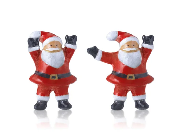 Weihnachtsmann Niedliche Keramikpuppen Statuen Dekorationen Frohe Weihnachten Mit Auf Weißem — Stockfoto