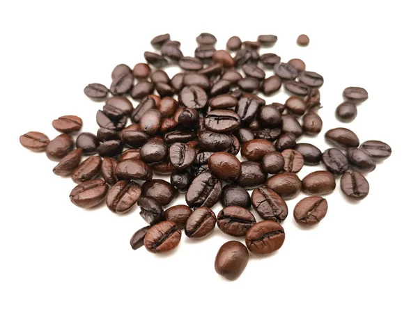 Kávová Zrna Izolované Bílém Pozadí — Stock fotografie